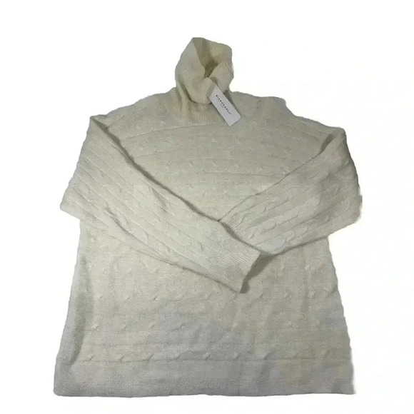 Bianco Blu Sweater Womens Sm Merino Wool Cashmere Winter White Turtleneck Tunic - Picture 1 of 8
